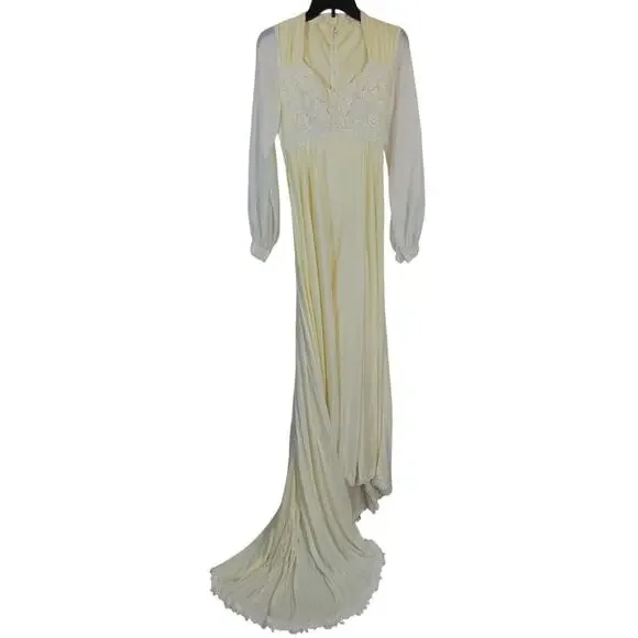 vintage wedding dress beige Long Sleeve Vintage Wedding Dress Backless Rustic Bridal Gown WD730 US4 / Ivory Lace+Champagne Lining main image 0